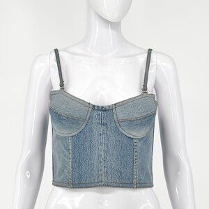 RE/DONE Levi’s Reconstructed Denim Bustier Top Women’s Size XS Cropped Corset